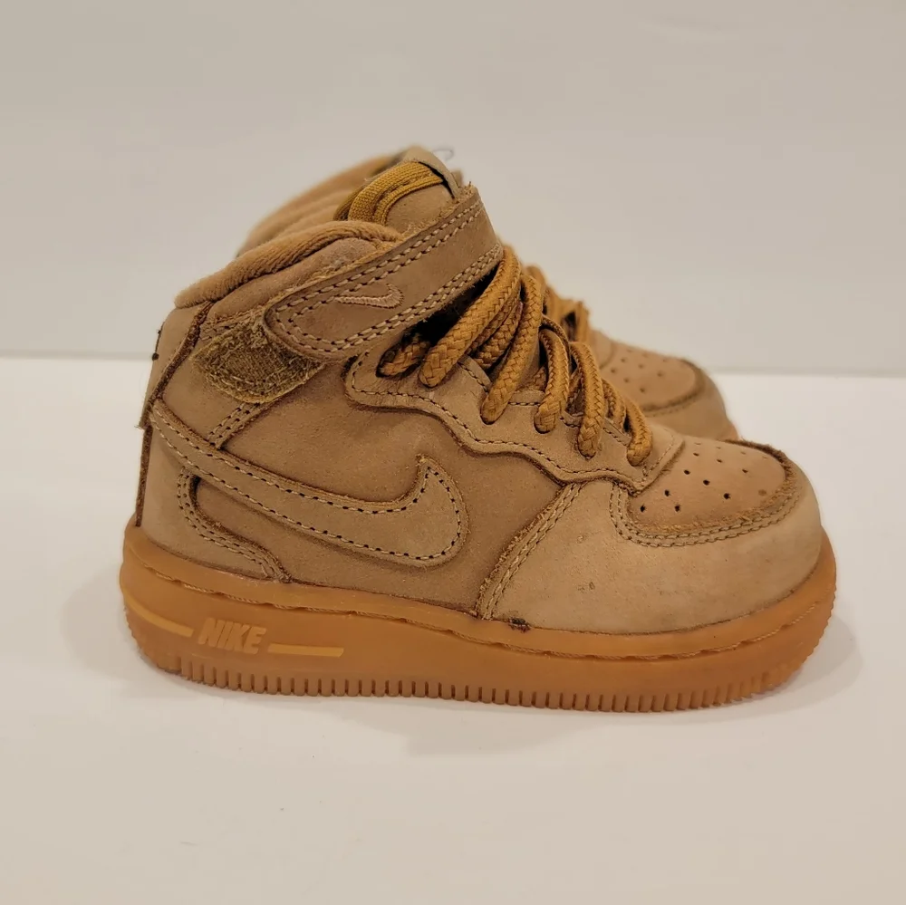 Baby (TD) Nike Air Force 1 Mid WB 'Flax' AH0757-203 High Top Sneakers Boot 6 c